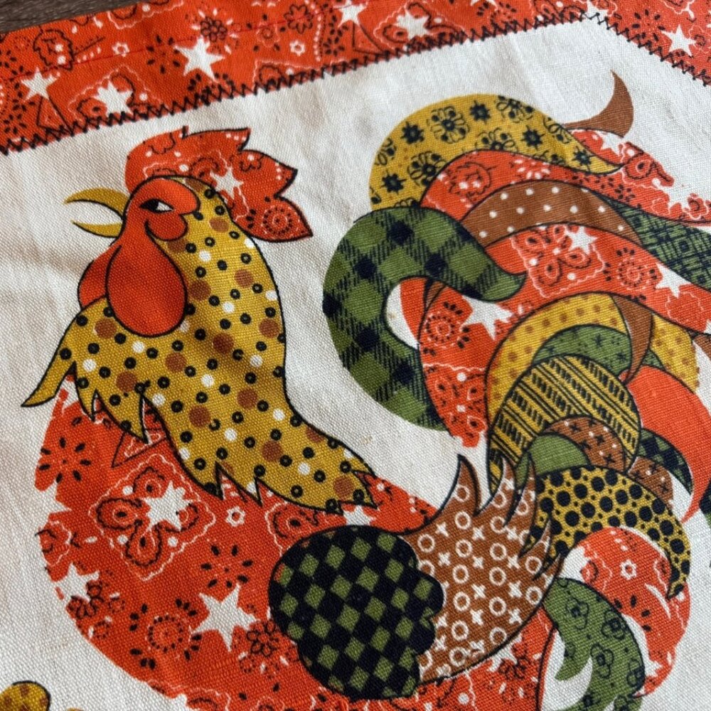 Vintage 1979 Orange Rooster Fabric Calendar 16" X 26.5" - Picture 2 of 6